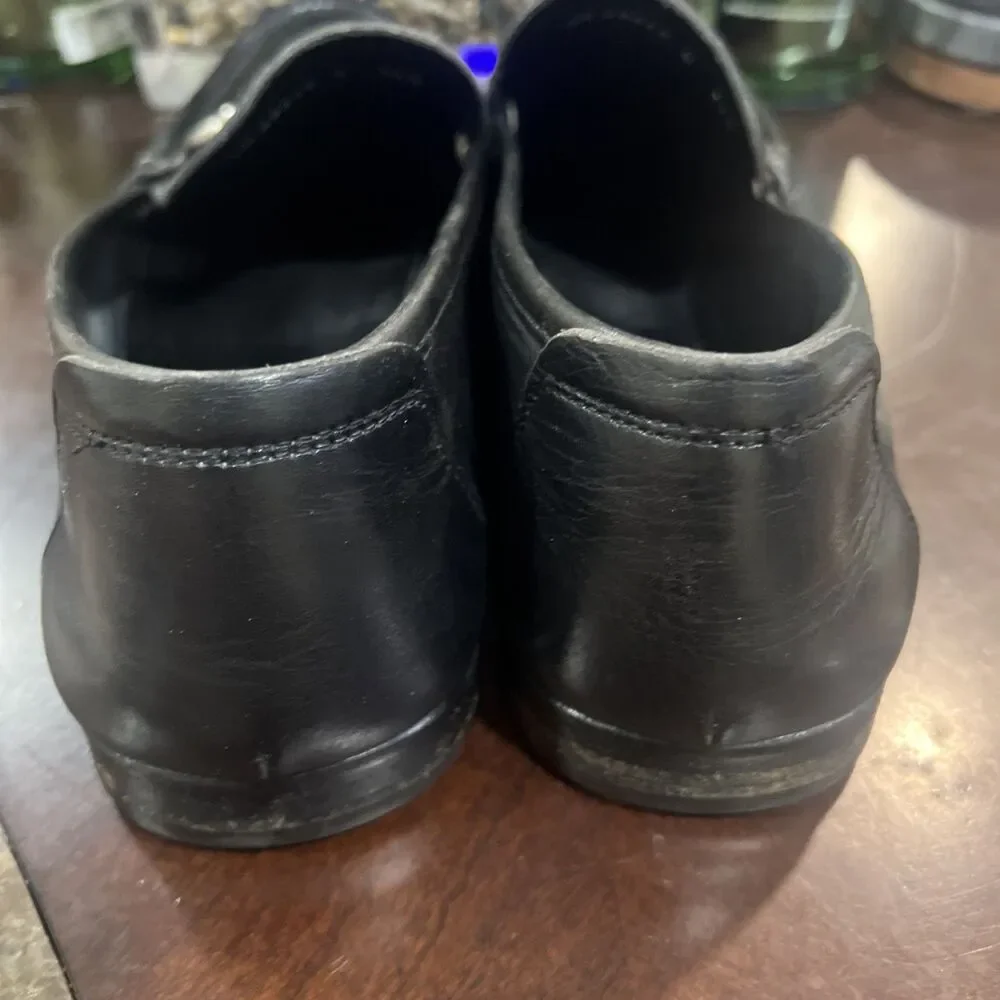 Salvatore Ferragamo Black Loafers Silver Horse Bit Shoe Size 11.5